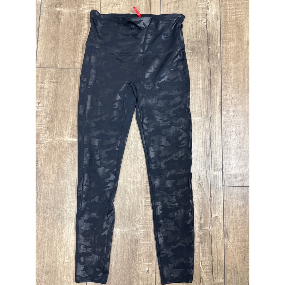 SPANX Black Camo Shiny High Waist Active Leggings Women's XL TGAthletic
